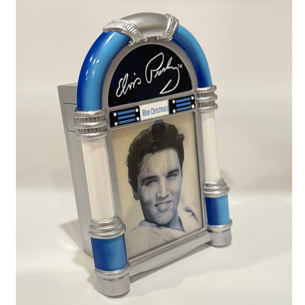 Elvis Presley Blue Christmas Musical Jukebox Ornament 2004 EPE Holographic WORKS